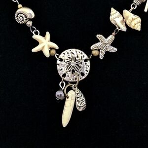 LMG#688 Cute Beach Boho Sanddollar Beaded Tassel Necklace